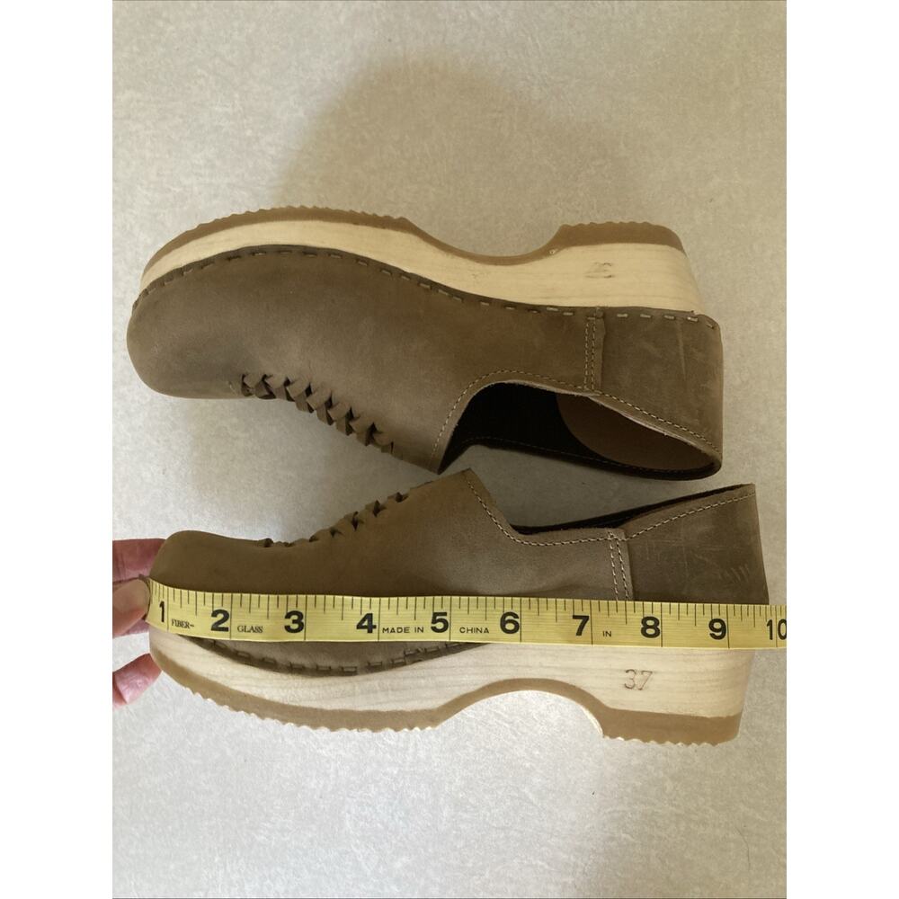 Sven Clogs Swedish Wooden Brown Leather Nubuck Size 37 - Picture 9 of 9